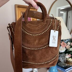Hobo Caramel Suede Maggie Crossbody Purse